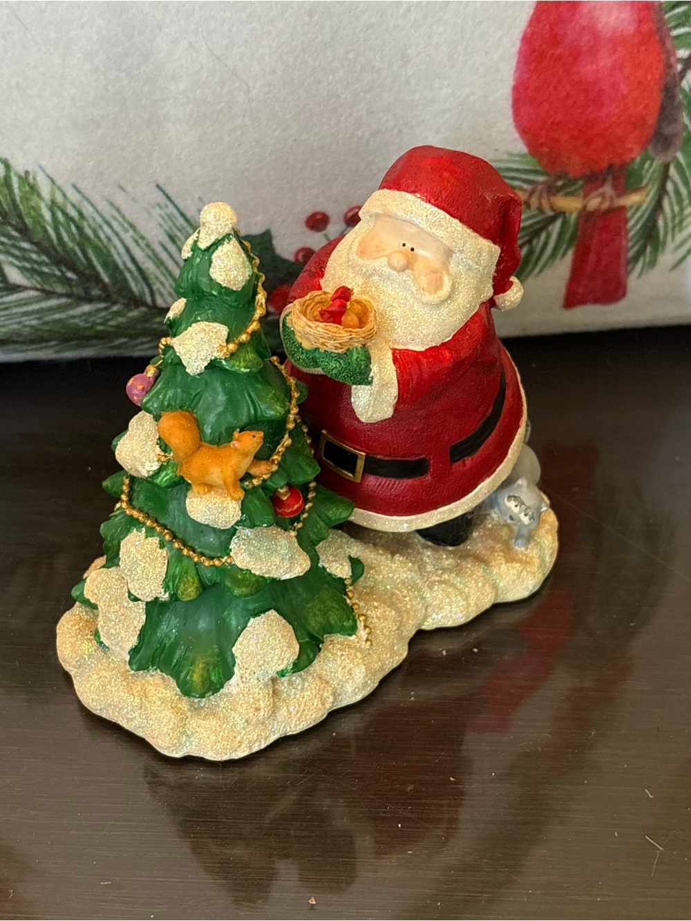 Russ Berrie Red Santa with Green Christmas Tree Figurine